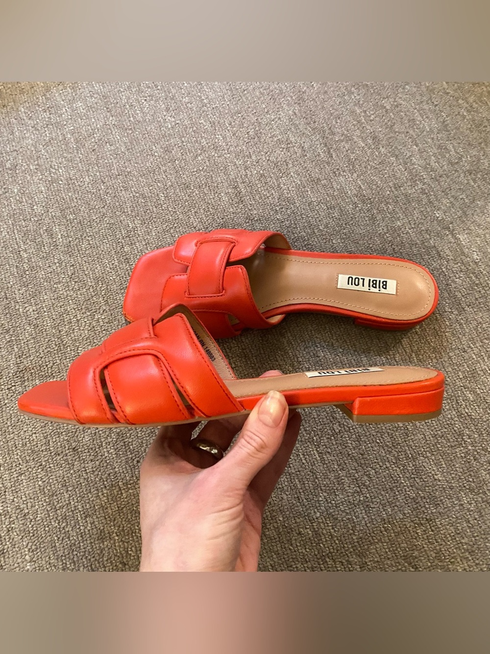 Bibi Lou Holly Flats Leather Open Toe Sandals Burnt Orange Red Slide 7 EU 37 - Picture 8 of 16